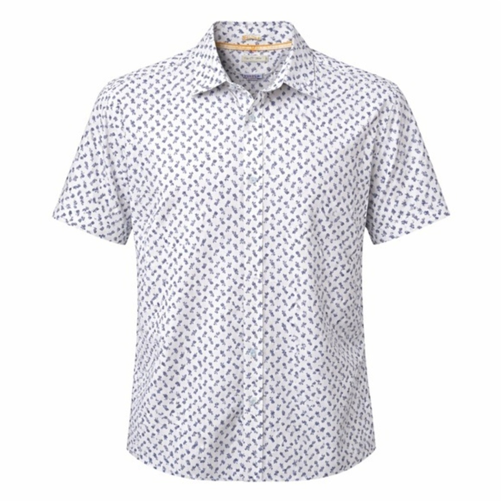 Age Of Wisdom White Pineapple Print Short Sleeve Button Down Shirt XL Modern